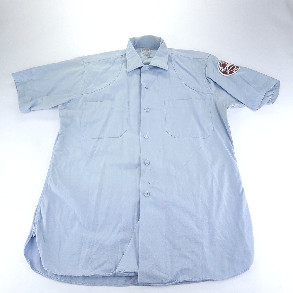 Vtg 1950 1960s USPS Post Office Dept Letter Carrier Button Down Shirt Mens Med